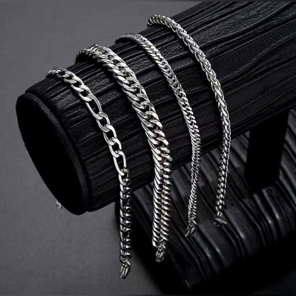 Other - Men's Stainless Steel Silver Bracelet Set